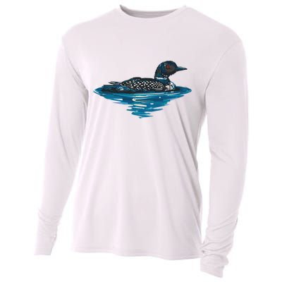 Loon Bird Painting Duck Lake Cooling Performance Long Sleeve Crew