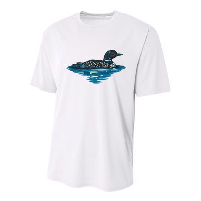 Loon Bird Painting Duck Lake Youth Performance Sprint T-Shirt