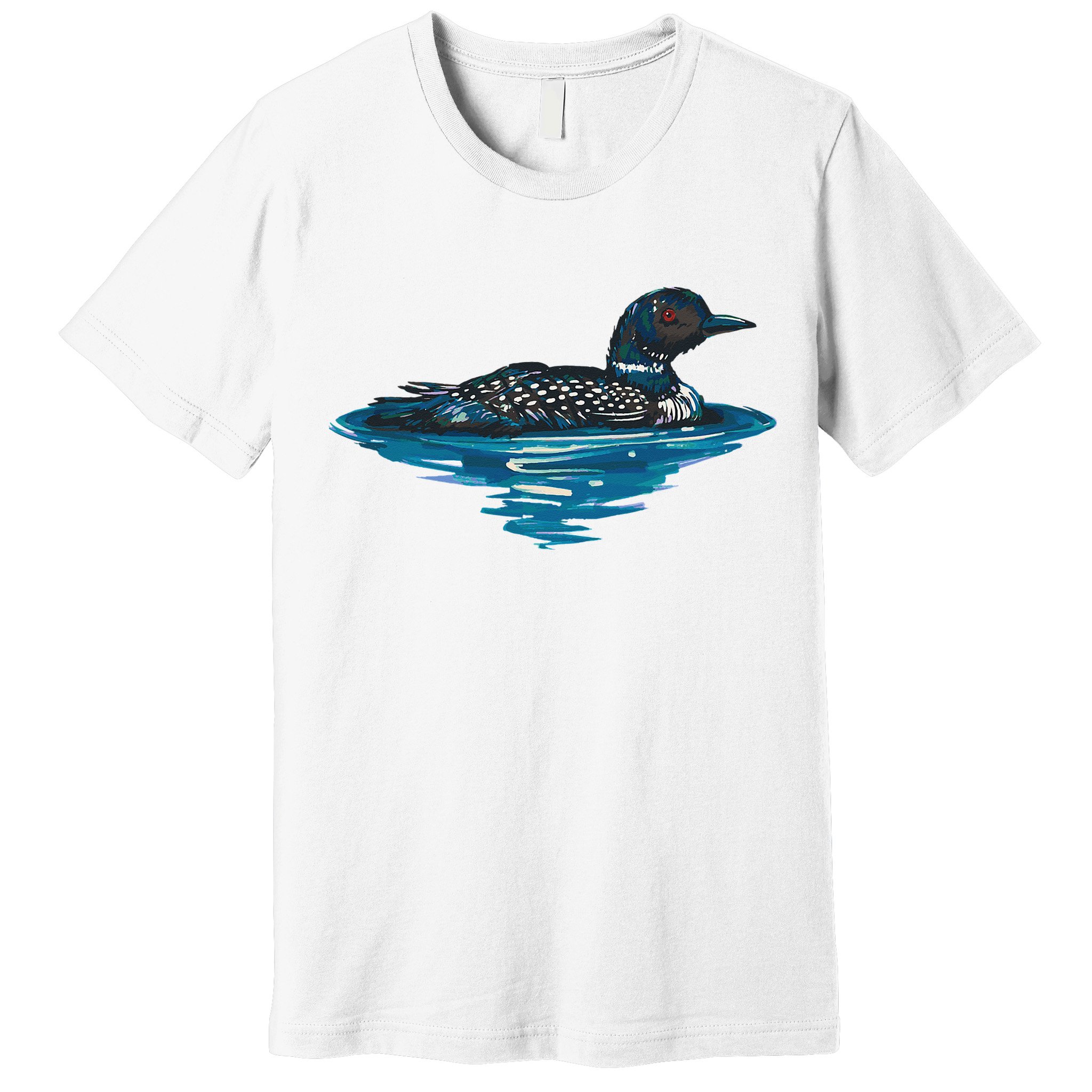 Loon Bird Painting Duck Lake Premium T-Shirt