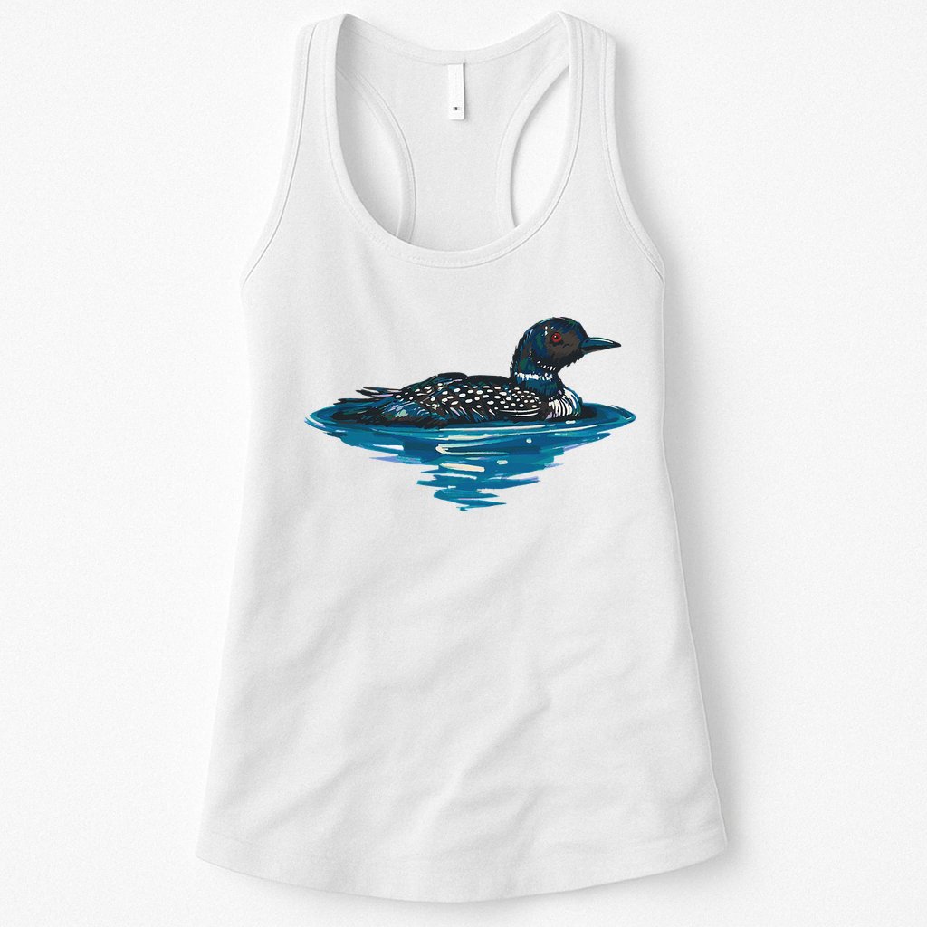 Loon Bird Painting Duck Lake Womens Tank Top