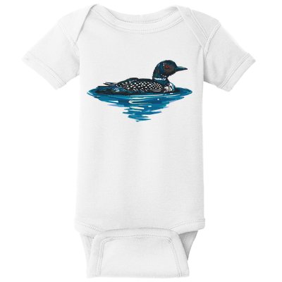 Loon Bird Painting Duck Lake Baby Bodysuit