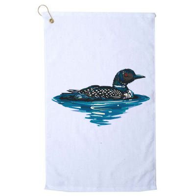 Loon Bird Painting Duck Lake Golf Towel