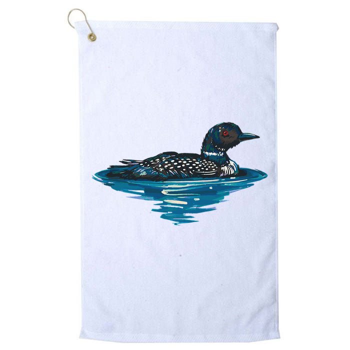 Loon Bird Painting Duck Lake Golf Towel