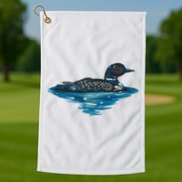 Loon Bird Painting Duck Lake Golf Towel