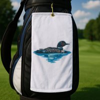 Loon Bird Painting Duck Lake Golf Towel