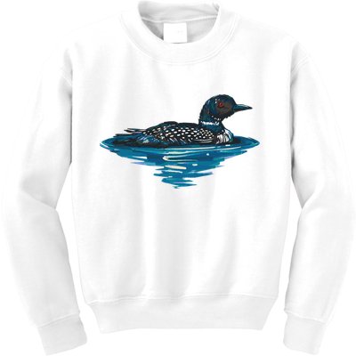 Loon Bird Painting Duck Lake Kids Sweatshirt