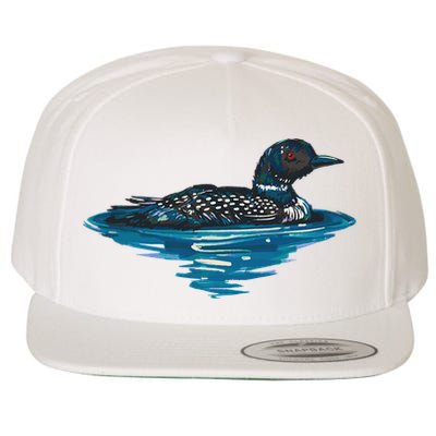 Loon Bird Painting Duck Lake Wool Snapback Cap