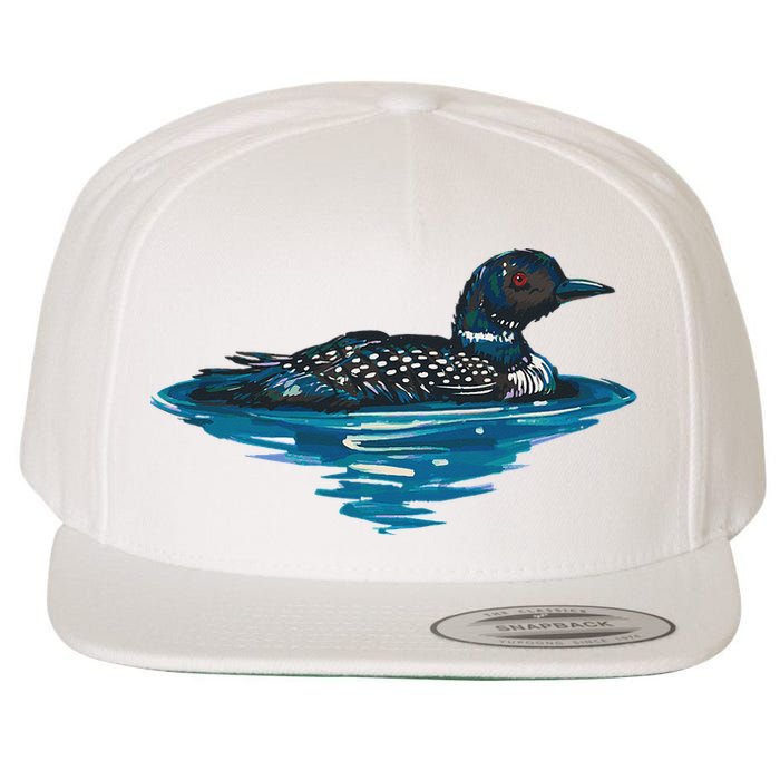 Loon Bird Painting Duck Lake Wool Snapback Cap