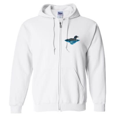 Loon Bird Painting Duck Lake Full Zip Hoodie