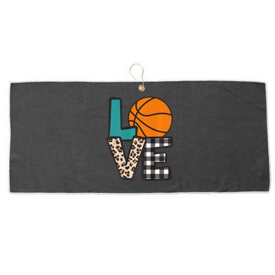 Love Basketball Player Fan Coach Sports Mom Mama Large Microfiber Waffle Golf Towel