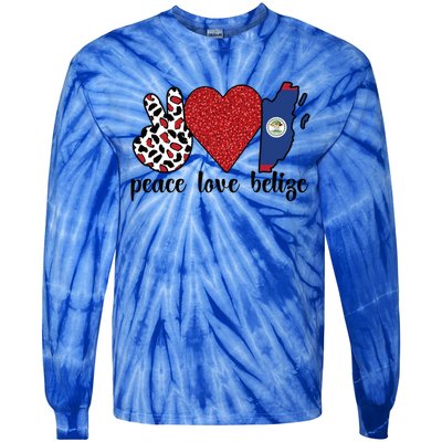 Love Belize Proud Belizean Flag Belizean Roots Meaningful Gift Tie-Dye Long Sleeve Shirt