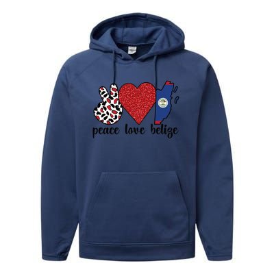 Love Belize Proud Belizean Flag Belizean Roots Meaningful Gift Performance Fleece Hoodie