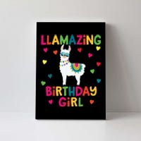 Llama Birthday Party LLamazing Girl Rainbow Hearts Gift Canvas