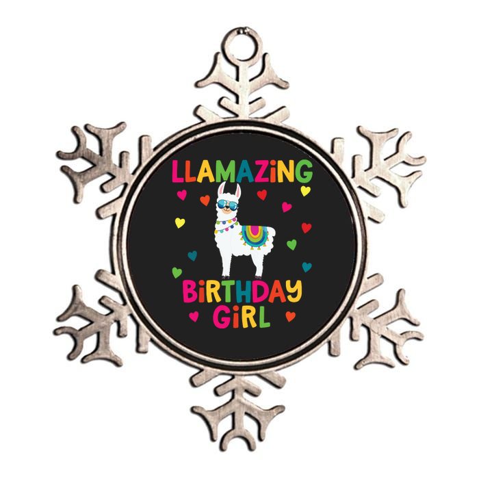 Llama Birthday Party LLamazing Girl Rainbow Hearts Gift Metallic Star Ornament