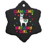 Llama Birthday Party LLamazing Girl Rainbow Hearts Gift Ceramic Star Ornament