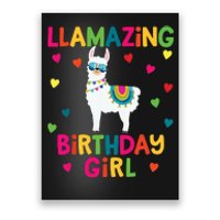 Llama Birthday Party LLamazing Girl Rainbow Hearts Gift Poster