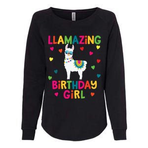 Llama Birthday Party LLamazing Girl Rainbow Hearts Gift Womens California Wash Sweatshirt