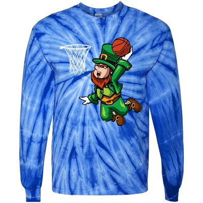 Leprechaun Basketball Player Lucky Shamrock St Patricks Day Gift Tie-Dye Long Sleeve Shirt