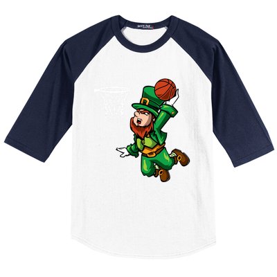 Leprechaun Basketball Player Lucky Shamrock St Patricks Day Gift Baseball Sleeve Shirt