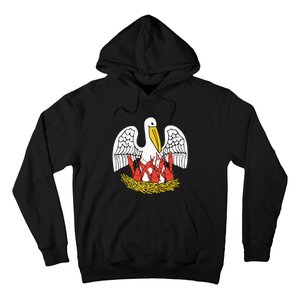 Louisiana Brown Pelican Feeding Crawfish La Flag Hoodie