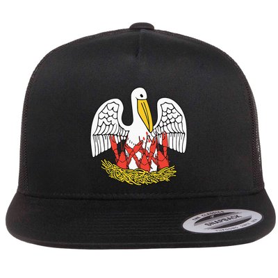 Louisiana Brown Pelican Feeding Crawfish La Flag Flatbill Hat