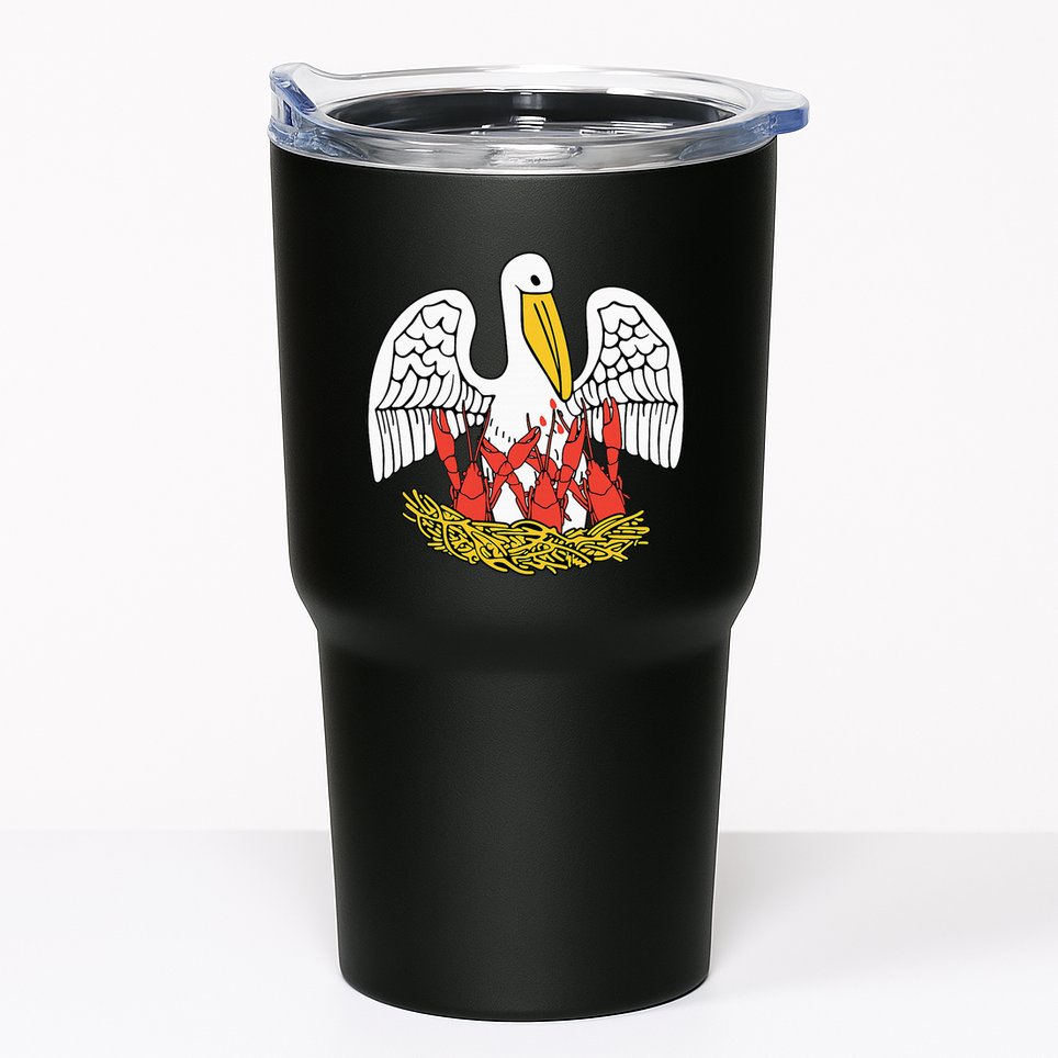 Louisiana Brown Pelican Feeding Crawfish La Flag Tumbler