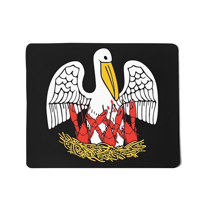 Louisiana Brown Pelican Feeding Crawfish La Flag Mousepad