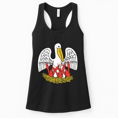 Louisiana Brown Pelican Feeding Crawfish La Flag Womens Tank Top