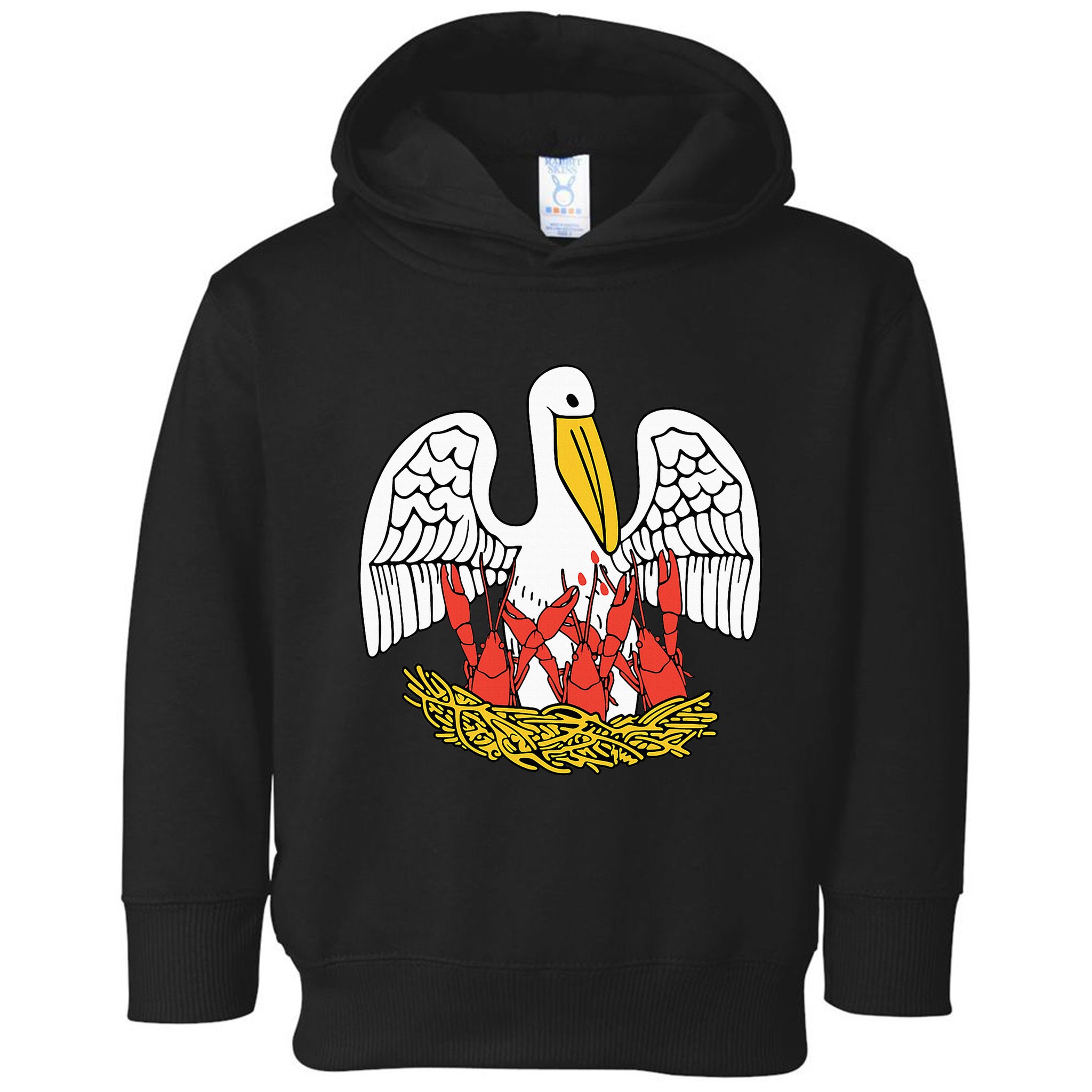 Louisiana Brown Pelican Feeding Crawfish La Flag Toddler Hoodie