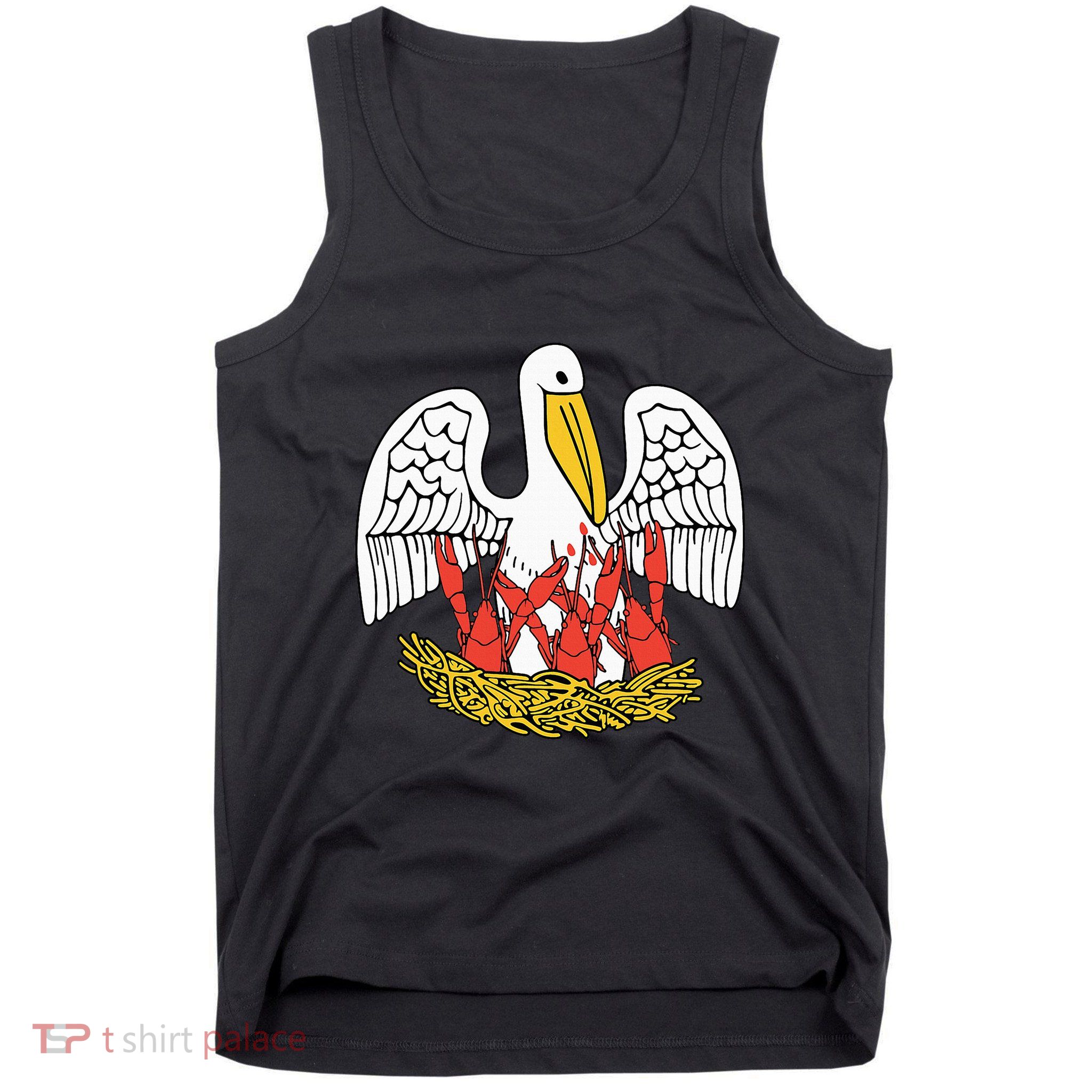 Louisiana Brown Pelican Feeding Crawfish La Flag Tank Top