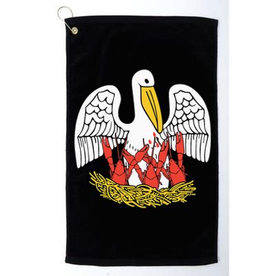 Louisiana Brown Pelican Feeding Crawfish La Flag Platinum Collection Golf Towel