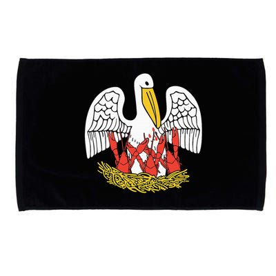 Louisiana Brown Pelican Feeding Crawfish La Flag Microfiber Hand Towel