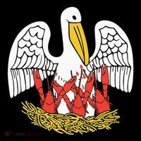 Louisiana Brown Pelican Feeding Crawfish La Flag Women's V-Neck T-Shirt