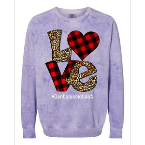 Love Buffalo Plaid Hearts Valentine's Day Dental Assistant Gift Colorblast Crewneck Sweatshirt