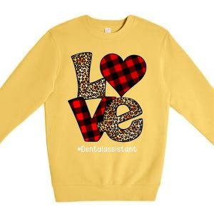 Love Buffalo Plaid Hearts Valentine's Day Dental Assistant Gift Premium Crewneck Sweatshirt