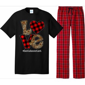 Love Buffalo Plaid Hearts Valentine's Day Dental Assistant Gift Pajama Set