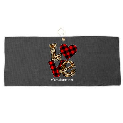 Love Buffalo Plaid Hearts Valentine's Day Dental Assistant Gift Large Microfiber Waffle Golf Towel