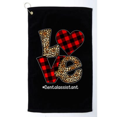 Love Buffalo Plaid Hearts Valentine's Day Dental Assistant Gift Platinum Collection Golf Towel