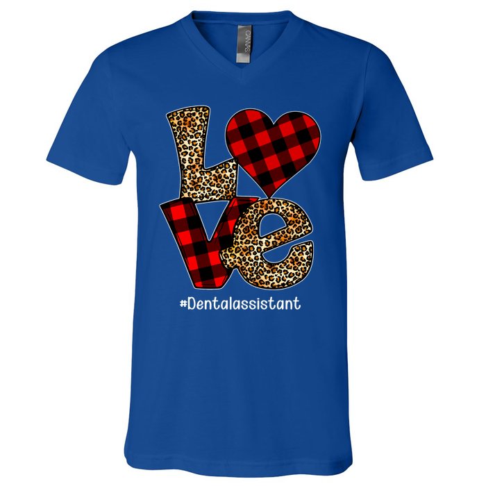 Love Buffalo Plaid Hearts Valentine's Day Dental Assistant Gift V-Neck T-Shirt