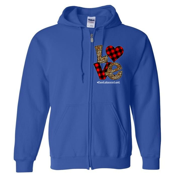 Love Buffalo Plaid Hearts Valentine's Day Dental Assistant Gift Full Zip Hoodie