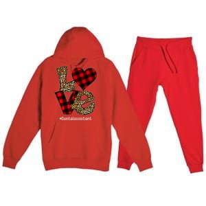 Love Buffalo Plaid Hearts Valentine's Day Dental Assistant Gift Premium Hooded Sweatsuit Set