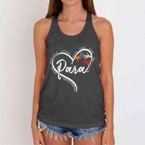 Leopard Being Para Is Heart Work Para Teacher Life Women's Knotted Racerback Tank