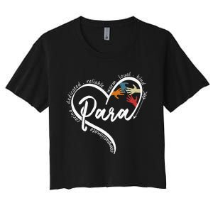 Leopard Being Para Is Heart Work Para Teacher Life Women's Crop Top Tee