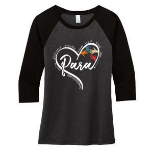 Leopard Being Para Is Heart Work Para Teacher Life Women's Tri-Blend 3/4-Sleeve Raglan Shirt