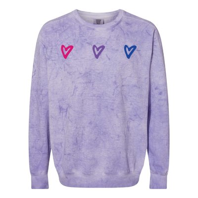 Lgbt Bisexual Pride Hearts 3funny Giftcolor Violet Magenta Blue Gift Colorblast Crewneck Sweatshirt