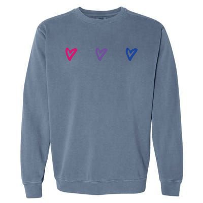 Lgbt Bisexual Pride Hearts 3funny Giftcolor Violet Magenta Blue Gift Garment-Dyed Sweatshirt