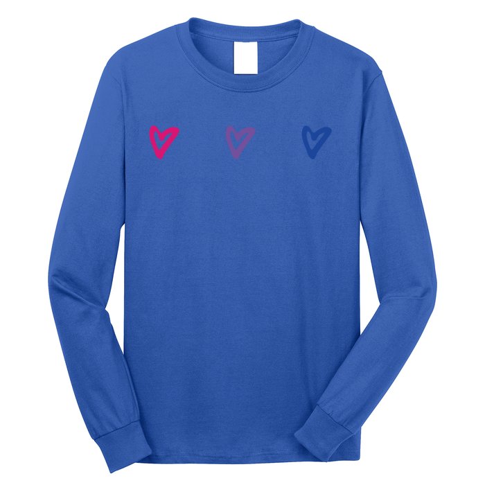 Lgbt Bisexual Pride Hearts 3funny Giftcolor Violet Magenta Blue Gift Long Sleeve Shirt