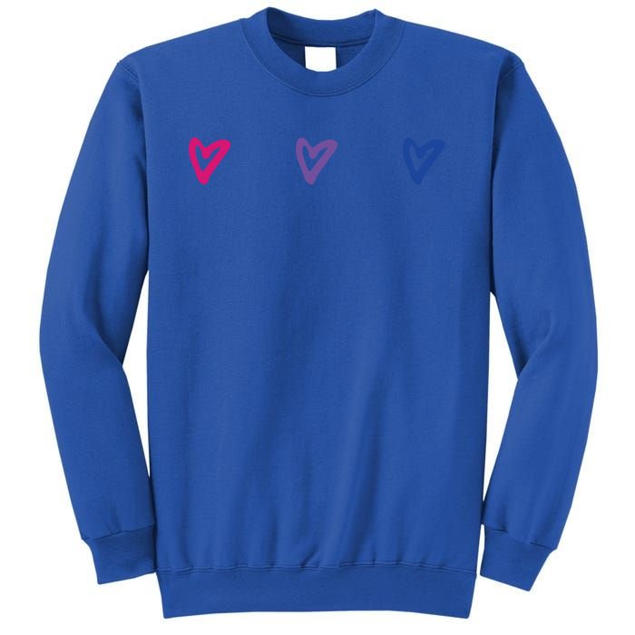 Lgbt Bisexual Pride Hearts 3funny Giftcolor Violet Magenta Blue Gift Sweatshirt