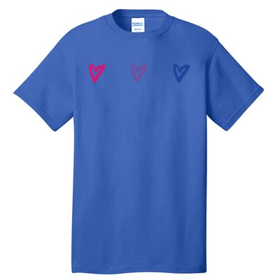 Lgbt Bisexual Pride Hearts 3funny Giftcolor Violet Magenta Blue Gift Tall T-Shirt