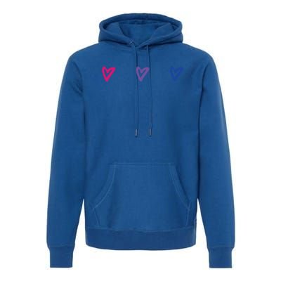 Lgbt Bisexual Pride Hearts 3funny Giftcolor Violet Magenta Blue Gift Premium Hoodie